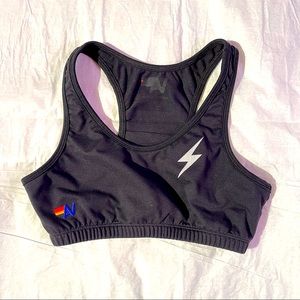 ⚡️Aviator Nation Classic Bolt Sports Bra, Black w/ Blue Stripes - Adult Small